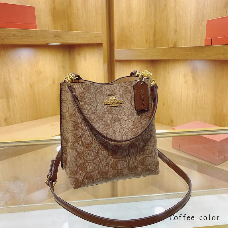 Hot women's handbag PU luxury fashion brand designer large capacity bucket classic shopping trip women's underarm bag