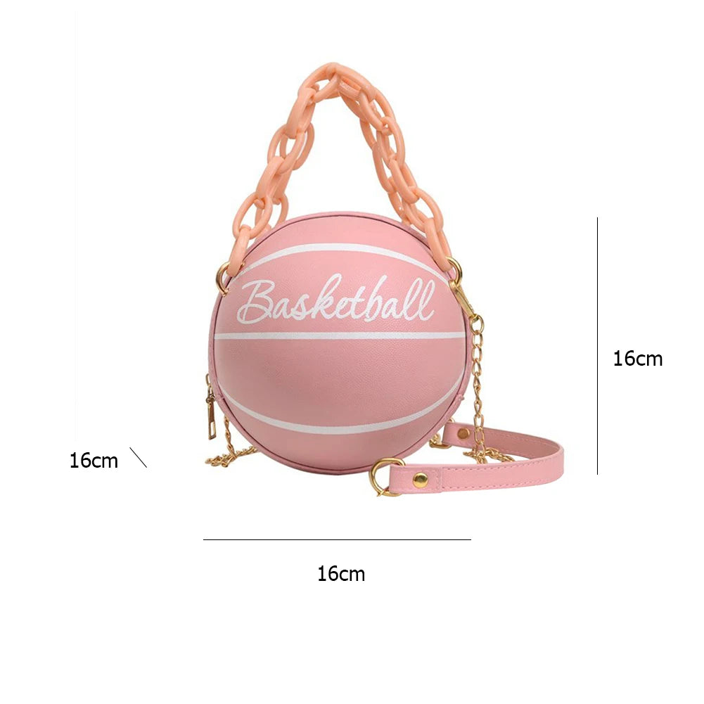 Fashion Chic Women Ball Handbag Round Basketball Football Shape Party bag Faux Leather Crossbody Girls Coin Purse Shoulder Bag