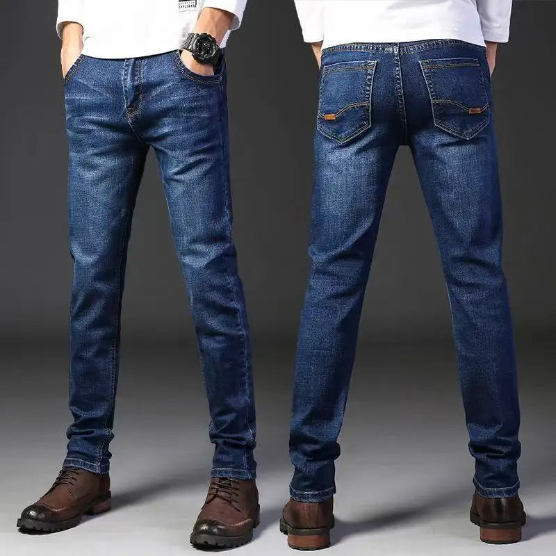 2025 Spring/Summer New Men's Jeans Micro Elastic Loose Straight Tube Business Casual Men's Pants Boutique Denim Series