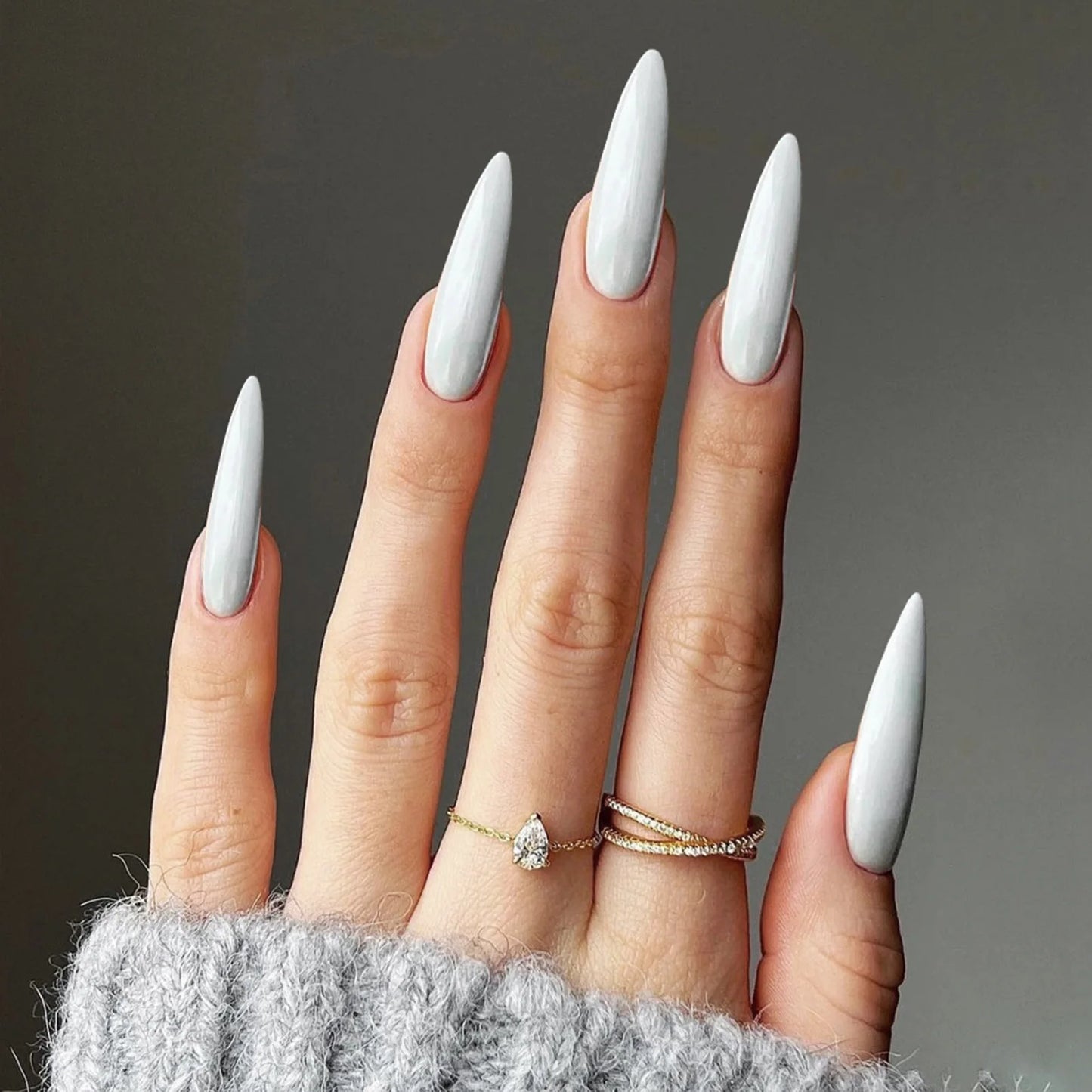 24pcs Long Pointed False Nails Solid Color Ins Simple Fake Nails Full Cover Wearable Artificial False Nail Patches Free Shipping