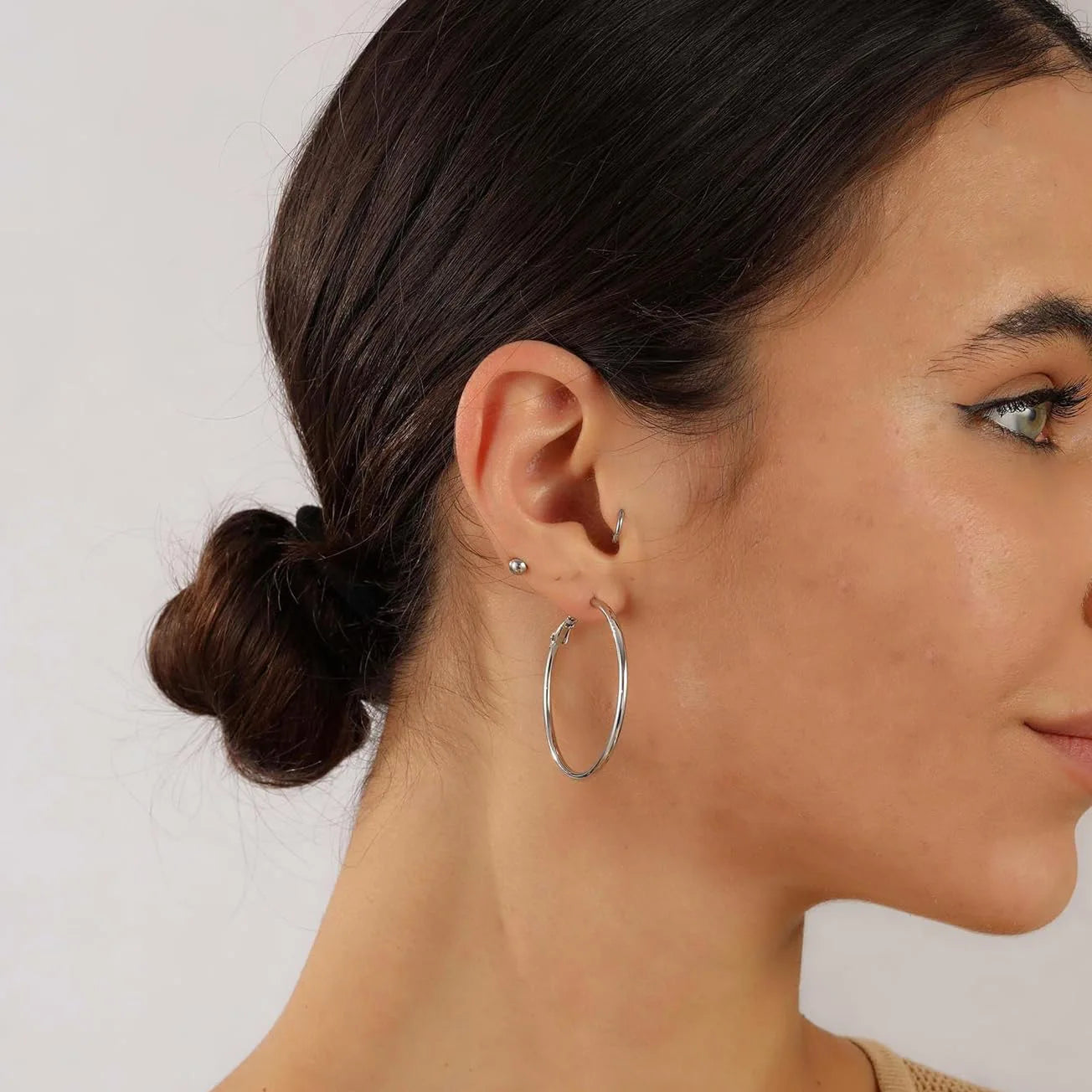 6pair /pack Smooth Open Women Men Hoop Earrings Stainless Steel Ears Jewelry Accessories, Birthday Gifts. Party Gifts