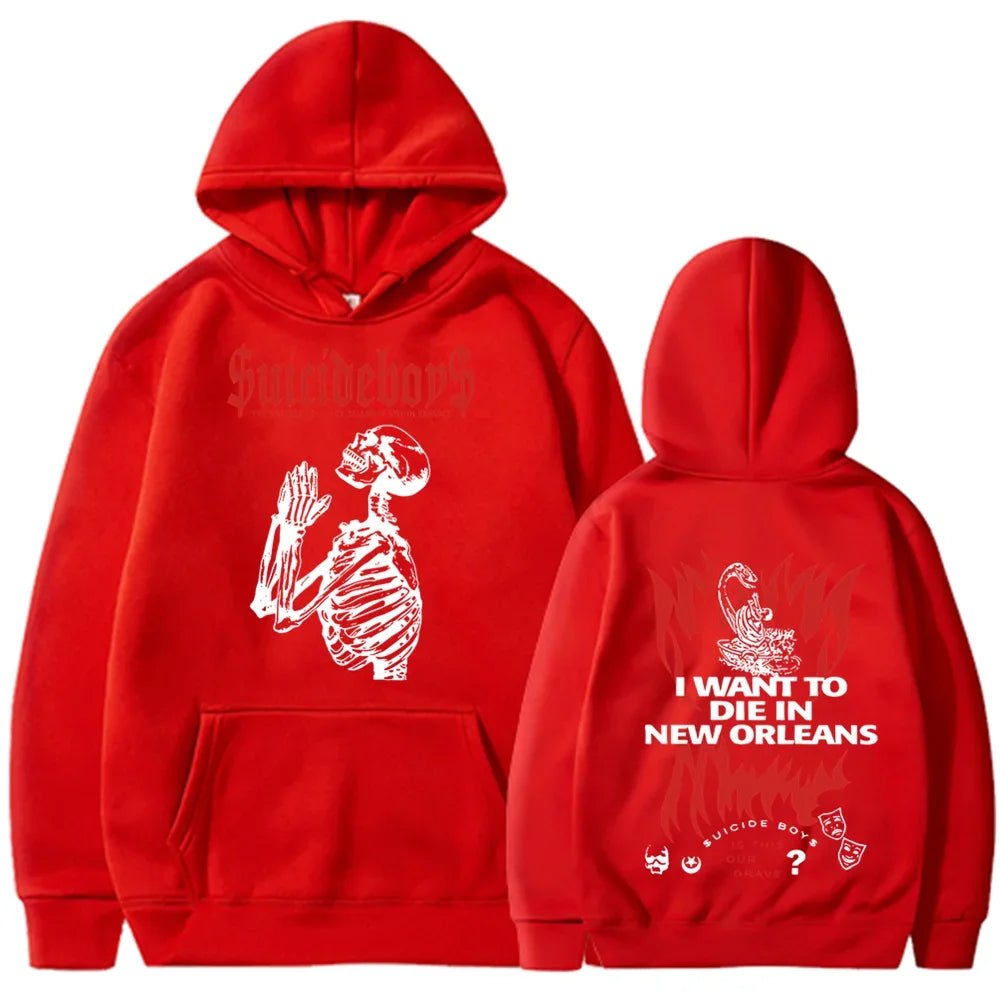2025 new hoodie Suicide boy Wearing a hood, I want to die in New Orleans, super fashionable hoodie