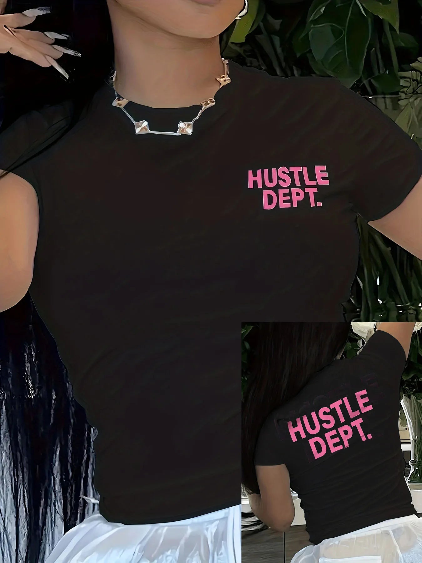 Ladies Hustle Dept Print T-Shirts Summer female Shirt Short Sleeve Neck Fashion Casual Sport Clothes Basic Tee Harajuku Style
