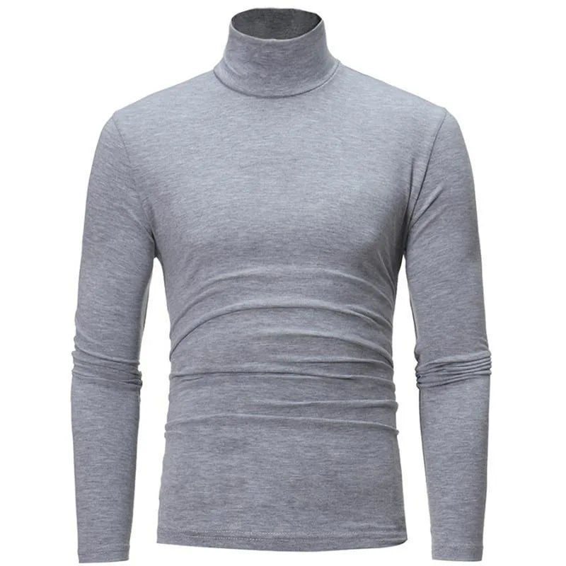 1/2pcs Autumn Winter Men's High Neck T-shirt Slim Fit Fashion High Elastic Long Sleeve Casual Breathable Apparel Pullover