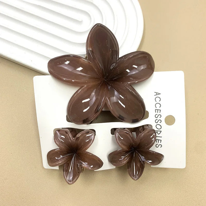 Summer Hawaiian Flower Hair Claw Clip Fashion Plastic Flower Hairpins Ponytail Clips Barrettes Beach Hair Accessories Headwear