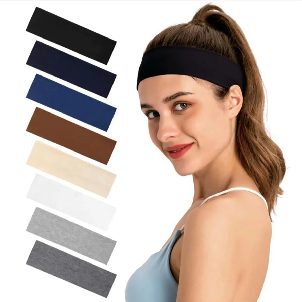 10 Pcs Elastic HairBand Fashion Headbands For Women Solid Color Sports Running Fitness Yoga Hair Bands Makeup Hair Accessories
