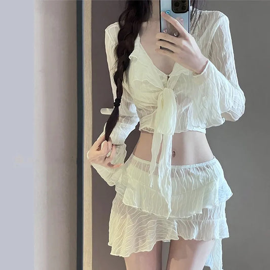 Bikini Pure Desire Hot Spring Women 2025 New Style Slimming and Belly Covering Four Piece Set Sexy Split Swimsuit Tight