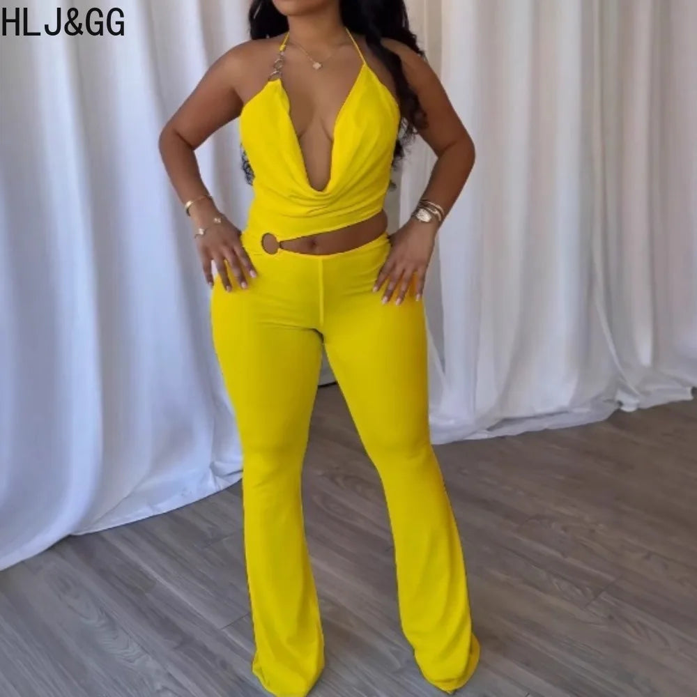 HLJ&GG Y2k Sexy Bodycon Jumpsuit for ladies Halter Sleeveless Backless Hollow Out Rompers, Streetwear Overalls 2025 Summer