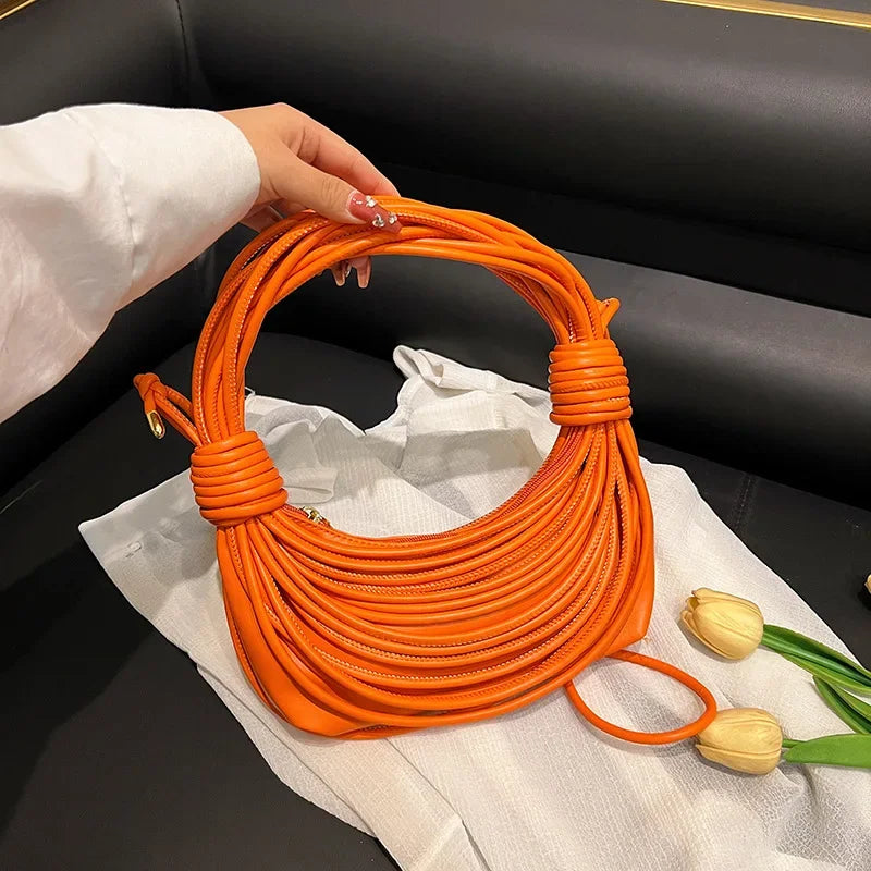2025 Trendy! Women's Multicolored Woven Knot Handbag - Stylish Crossbody/Top Handle Bag | High-End Texture for Streetwear