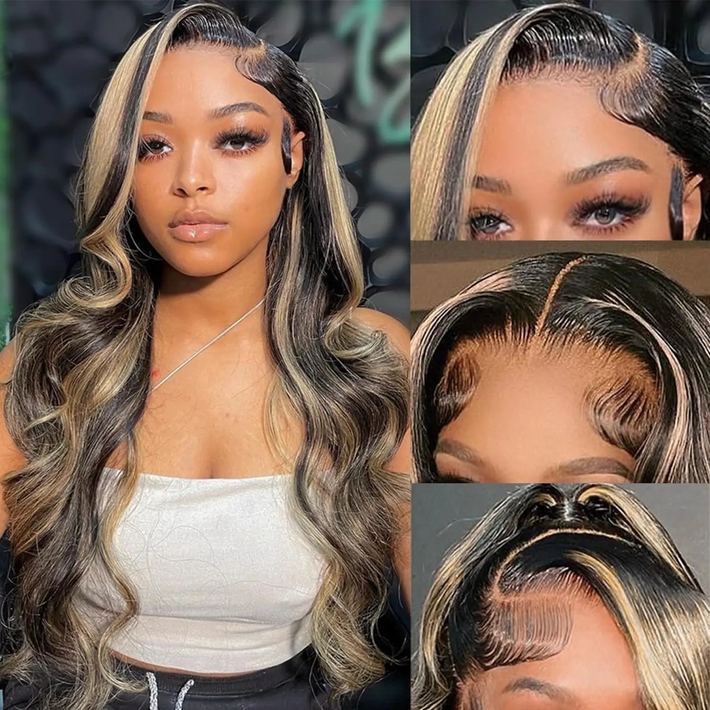 1B/27 Balayage Highlight Body Wave Wig Human Hair 30 Inch 13x4 HD Lace Frontal Wig Ombre Blonde Highlight Brazilian Hair Wigs