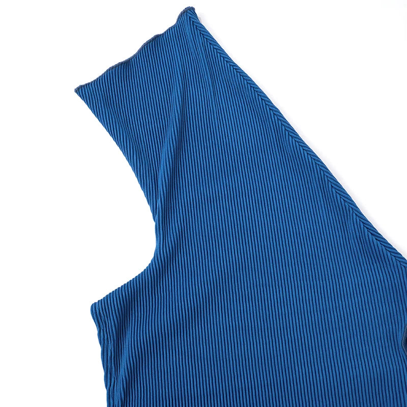 Weird Puss Ribbed Hollow Dress Women Chic Irregular Inclined Shoulder Hipster Stretch Solid Hipster Autumn Mini Bodycon Clubwear
