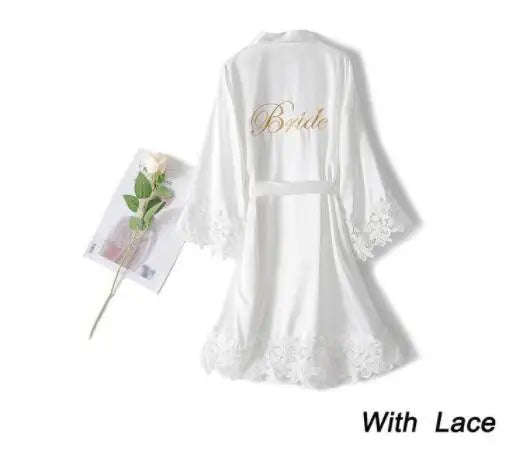 Summer Lace Sleepwear Bride&Bridemaid Wedding Robe Gown Solid Embroidery Kimono Bathrobe Women Casual Home Night Dress M L Xl