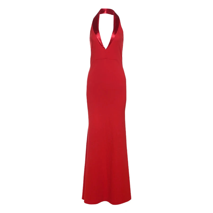 Weird Puss Halter Backless Dress Women 2025 Trend Deep V-Neck Summer Elegant Sleeveless Backless Midnight Party Skinny Vestidos