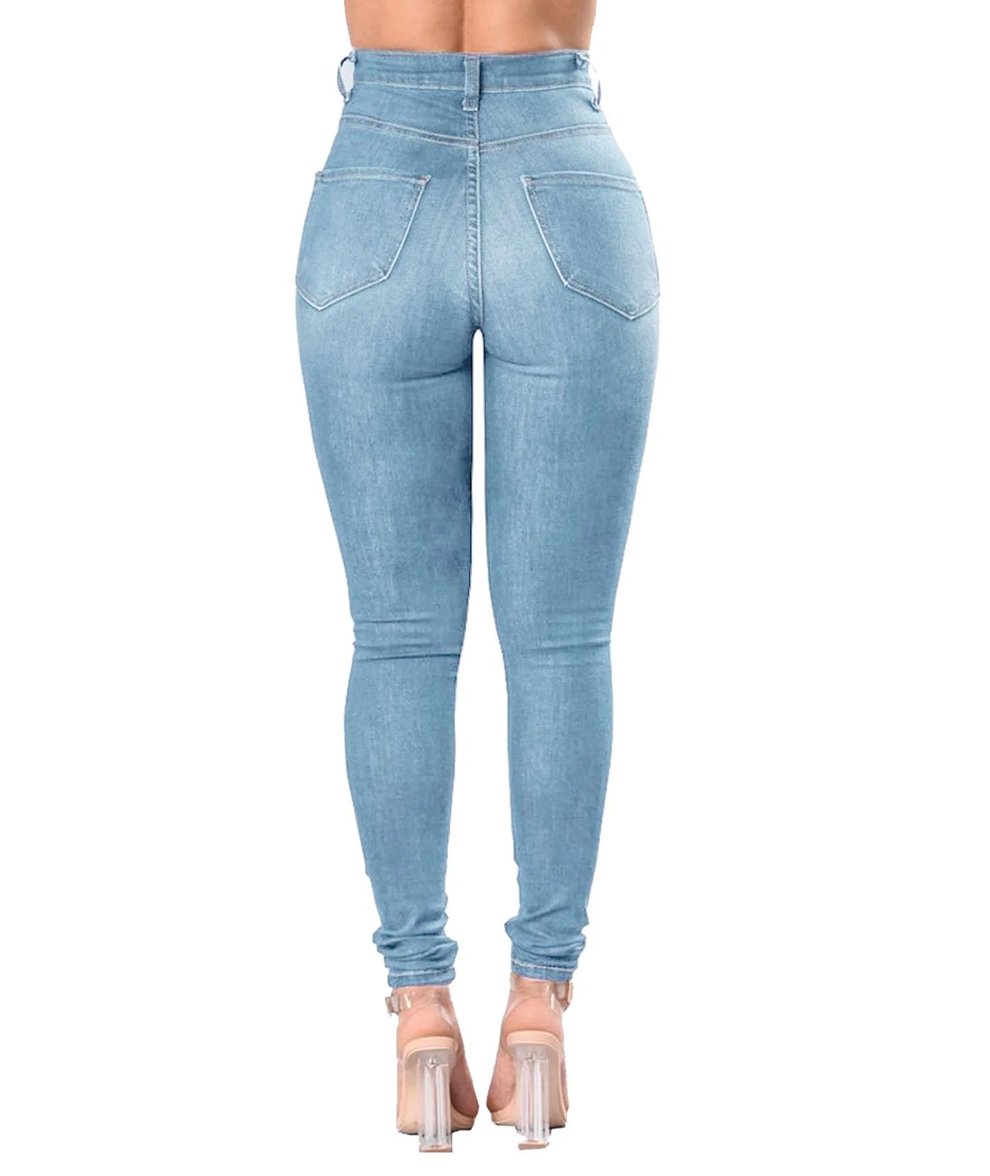 New Designer Women 2025 High Waist Ripped Jeans for Women Skinny Black White Jeans Woman Elastic Slim Jean Female Femme