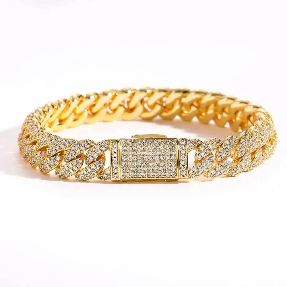 Rapper Chain Hip Hop Accessories Male 10mm Double Row Zircon Bubble Cuban Personality Men