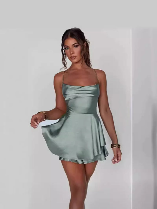Women's Backless Dress and Pants Set