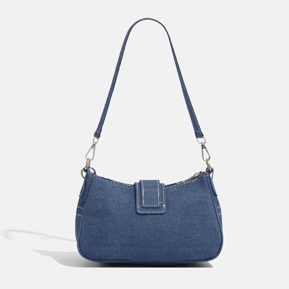 Y2K Canvas Chain Shoulder Bag jeans Stars Pattern Underarm Bag Women's Handbag for Woman Girls
