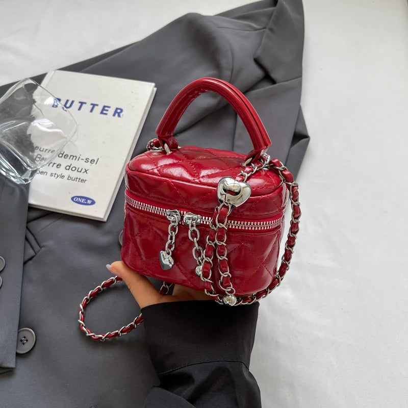 1 Piece of Pure Color Quilted Chain Bag, Versatile Shoulder Bag for Women, Hand-Held Crossbody Bag, Lipstick Small Square Bag
