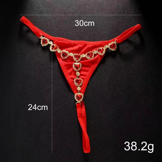 Women's Red Heart Rhinestone Body Chain
