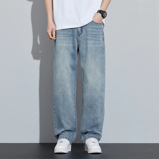 2025 Spring/Summer New Men's Lyocell Loose Jeans Summer Thin Breathable Straight denim Retro Business Casual Fashion Korean M