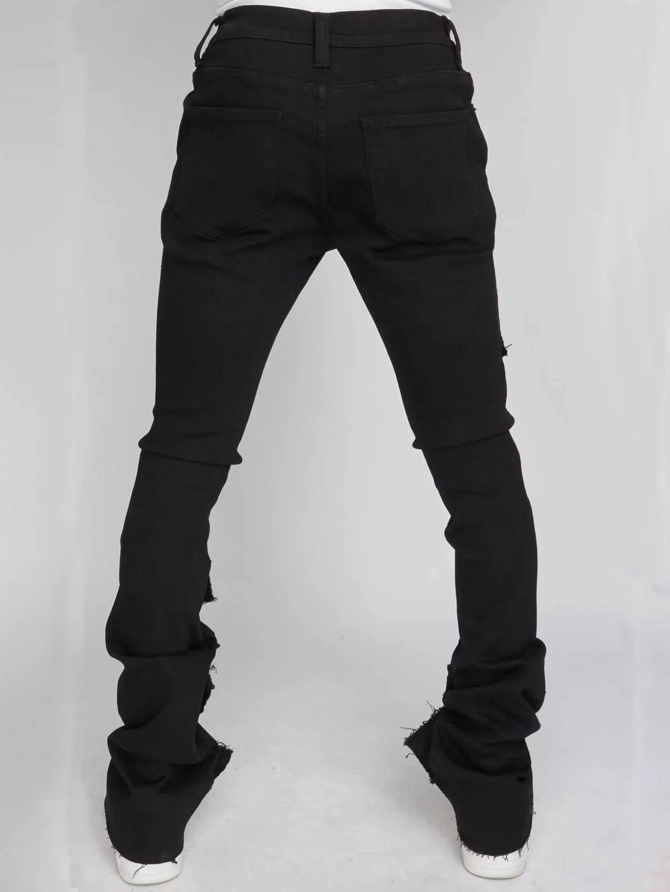 Jeans Long Pant Denim Flare Pants Hole Straight Trousers Slim Fit High Waist Casual Button Pocket Splice Autumn Winter, men's jeans