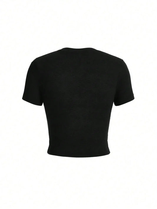 Women Crop T-shirts I'm Literally Just A Girl Letter Printed Tees Shirts O-Neck Tight Cotton Clothes Fashion Street Female Tops