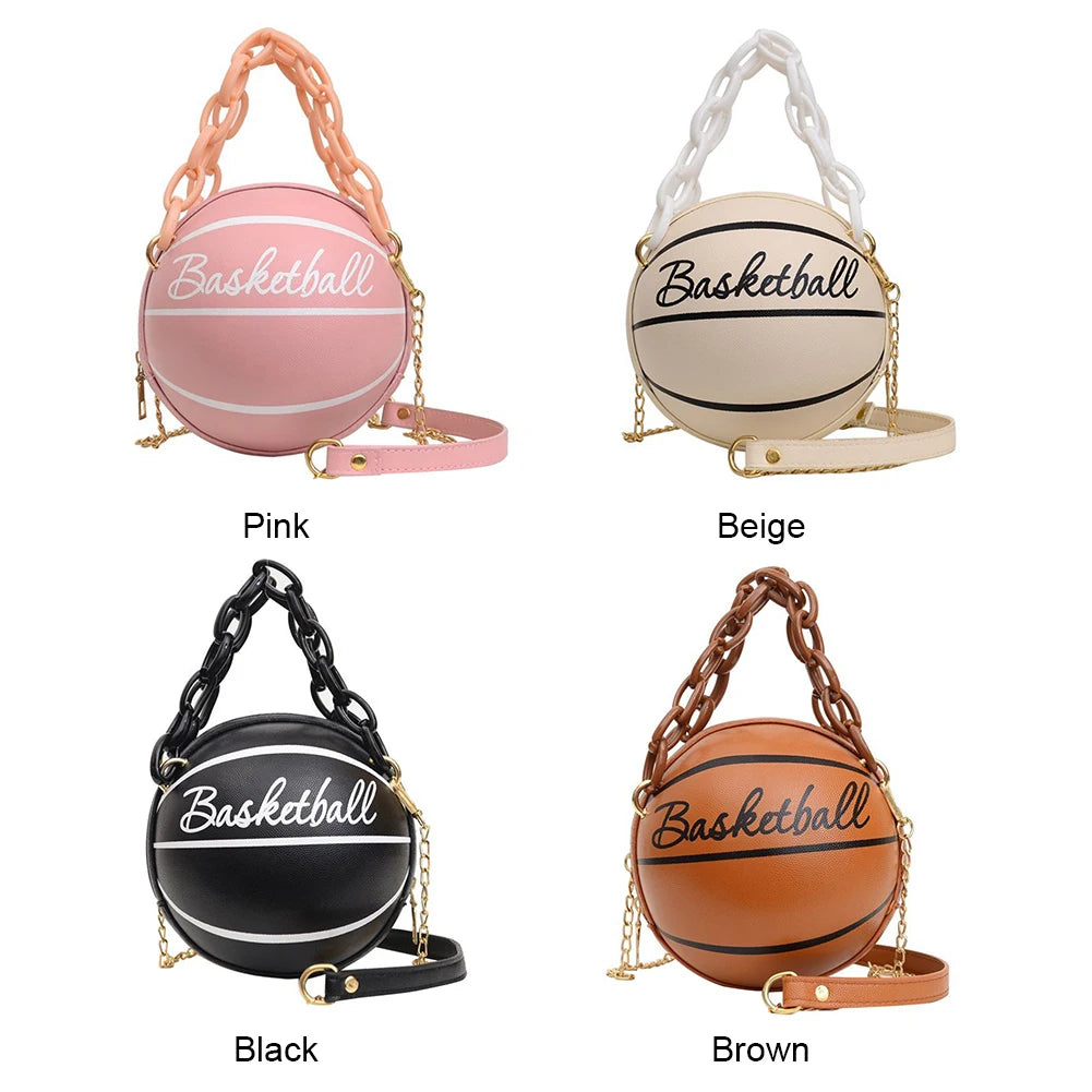 Fashion Chic Women Ball Handbag Round Basketball Football Shape Party bag Faux Leather Crossbody Girls Coin Purse Shoulder Bag