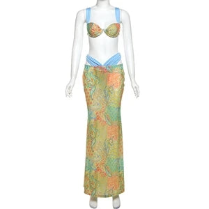STYLISH LADY Contrast Color Printed 3 Piece Set Women Bikinis and Cover Up Skirt Suits 2025 Summer Holiday Beach Swim Outfits