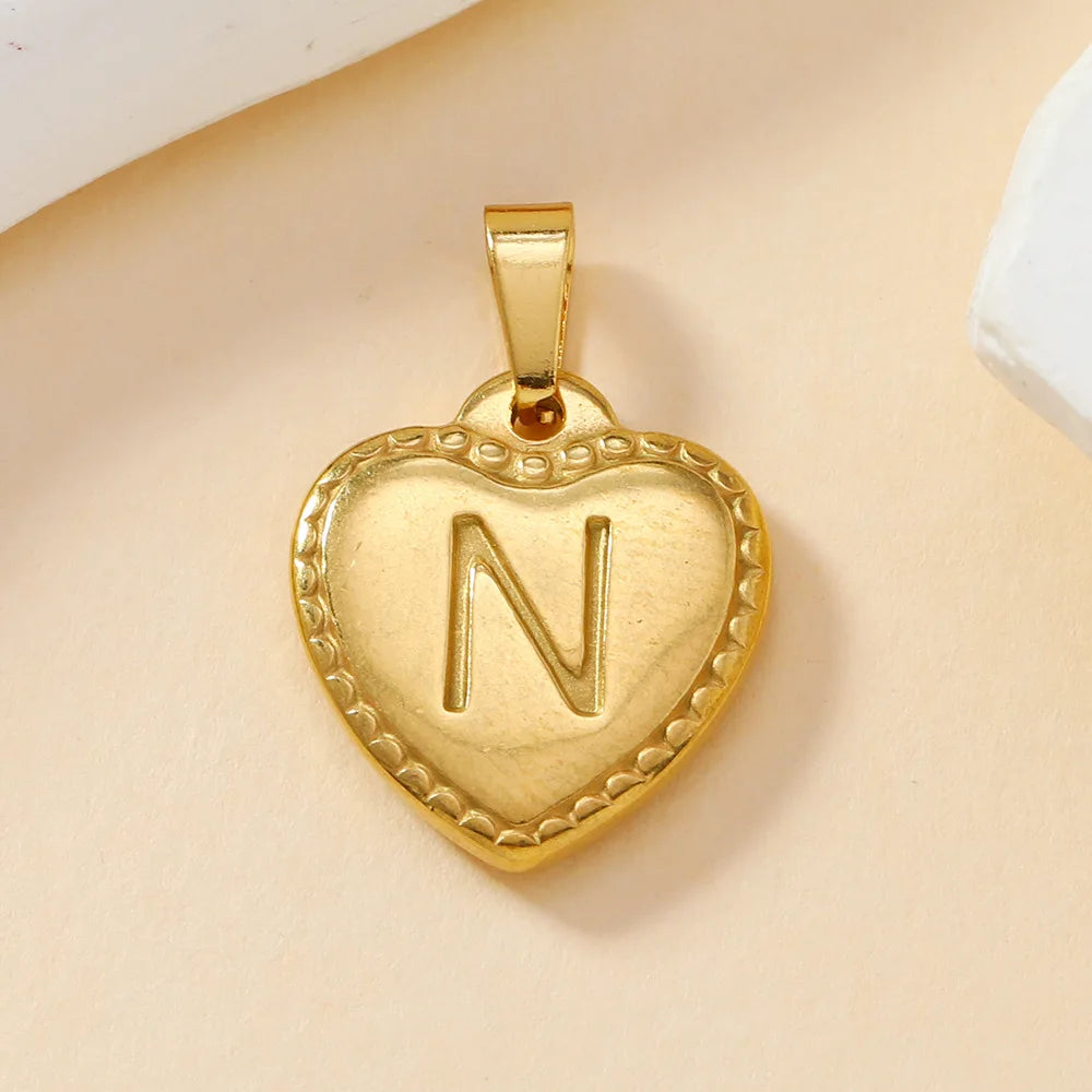 316L Stainless Steel Initial Necklace Letter Heart Pendant Chain For Women Name Jewelry Accessories