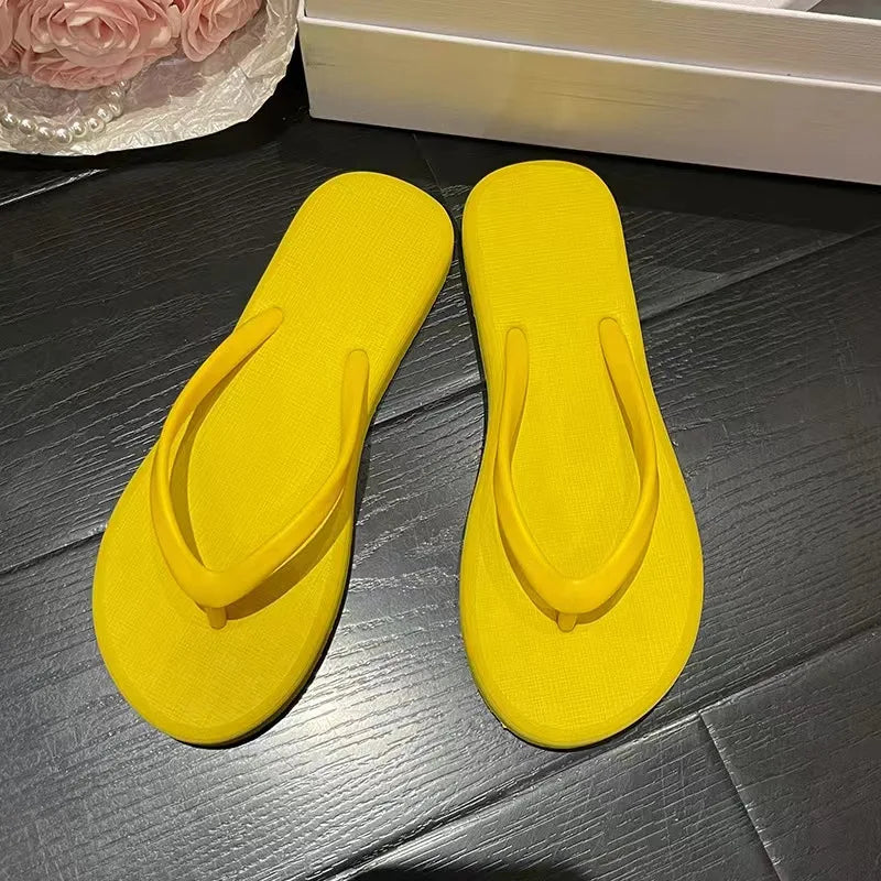 Solid Color Non-slip Leisure Couple Slippers Women Summer Beach Slippers Outdoor Women Flip Flops Breathable Beach sandals women