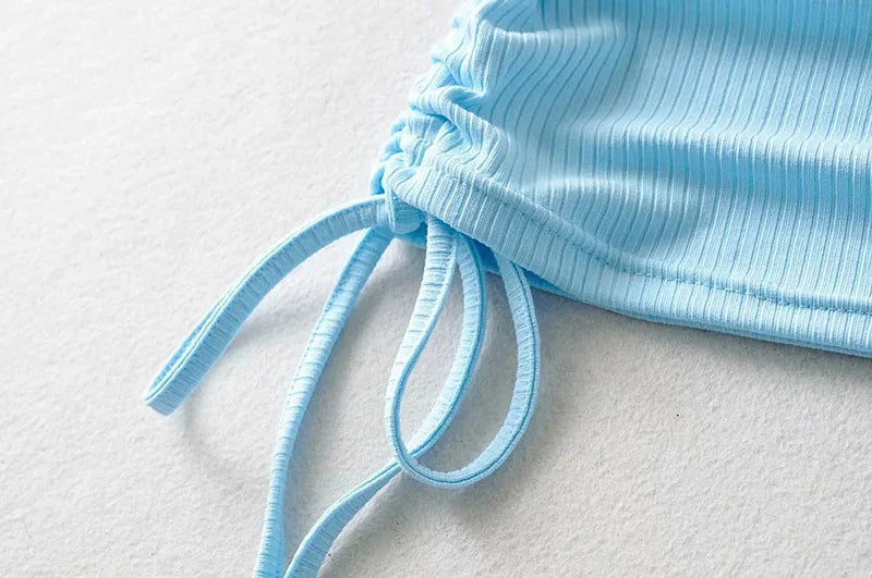 Summer NEW Arrival Women Solid Color Sexy Causal Crop Top With String Both Side Club For Fashion Ladies