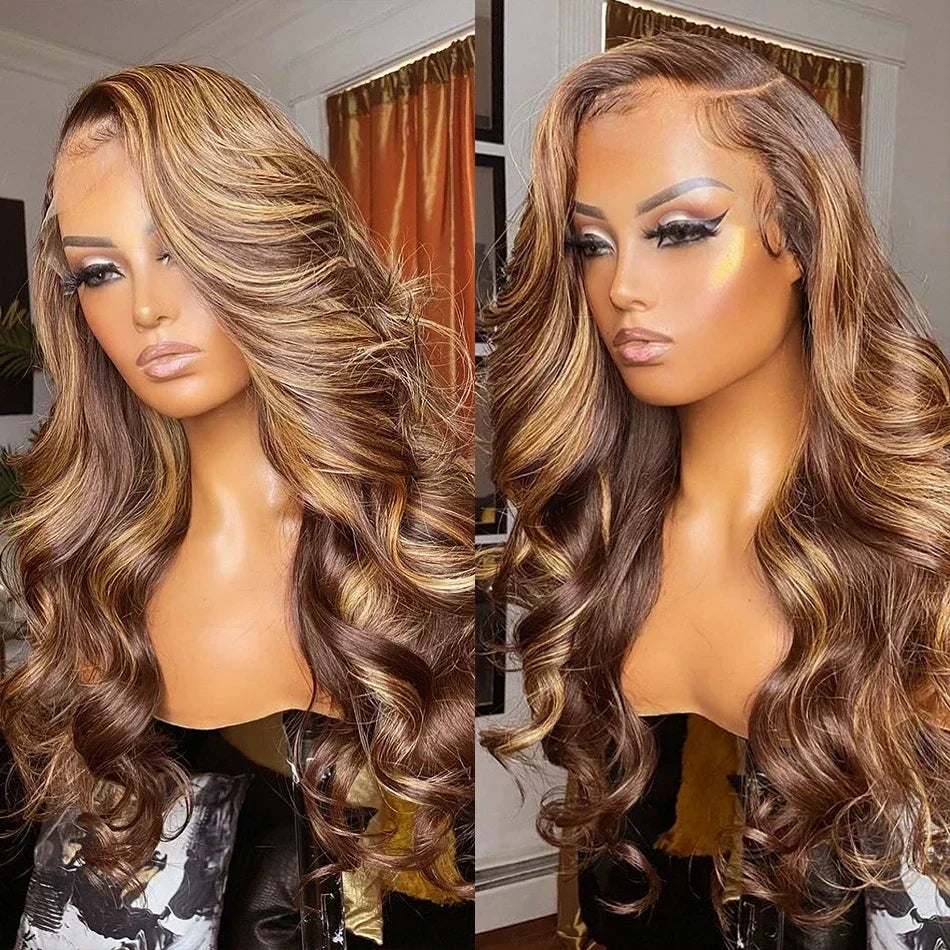 Highlight Body Wave Wig Brazilian Human Hair Wigs For Black Women 13x4 Honey Blonde Lace Front Wig 13x6 HD Lace Frontal Wig Sale