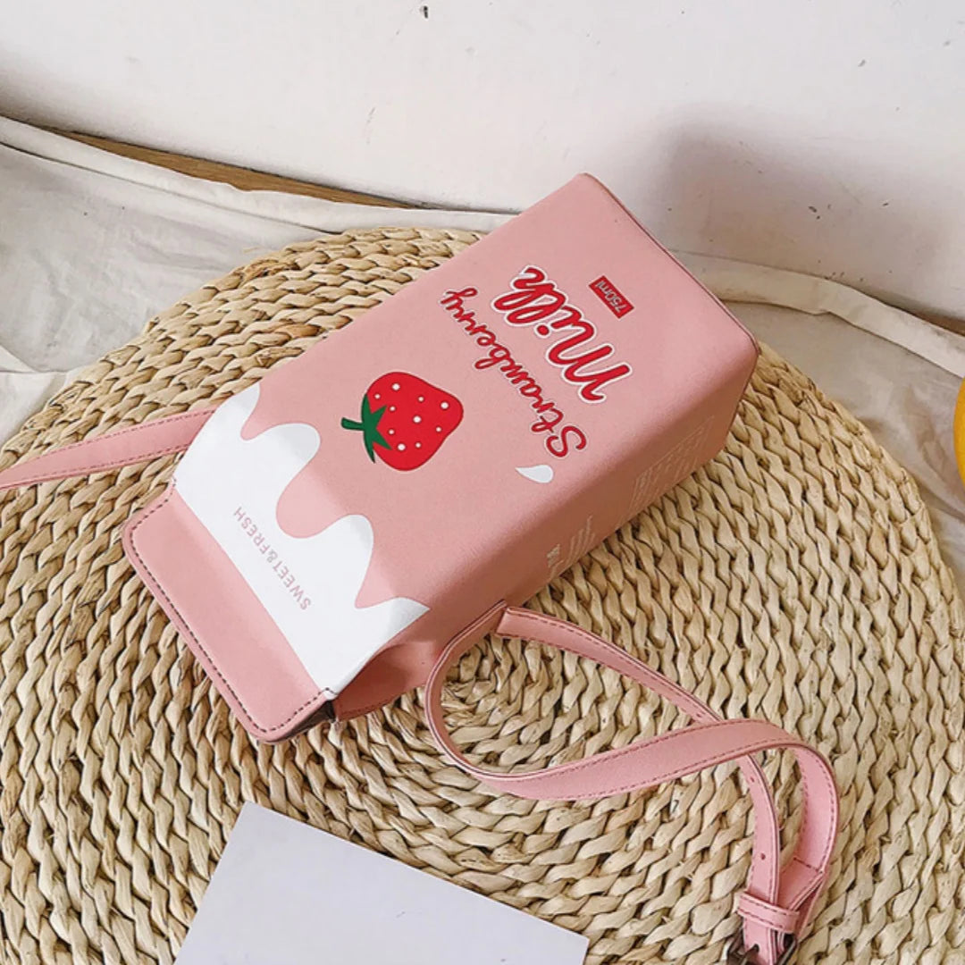 Women's Milk Carton Small Square Bag Contrast Printed Shoulder Crossbody Bag