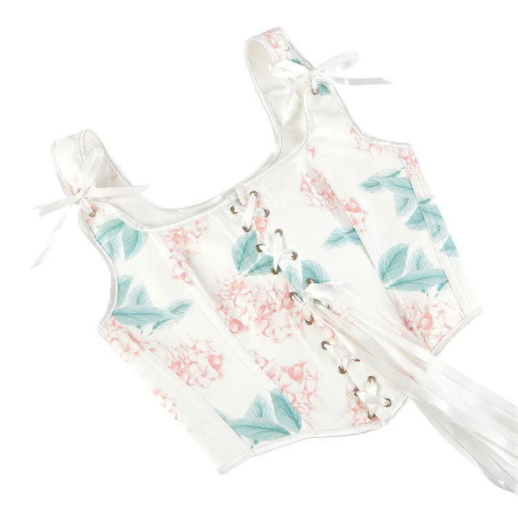 HLJ&GG Y2K Sexy Print Bandage Slim Vest Two Piece Sets Women Sleeveless Backless Crop Top And Ruffle Mini Skirts Outfits Fashion