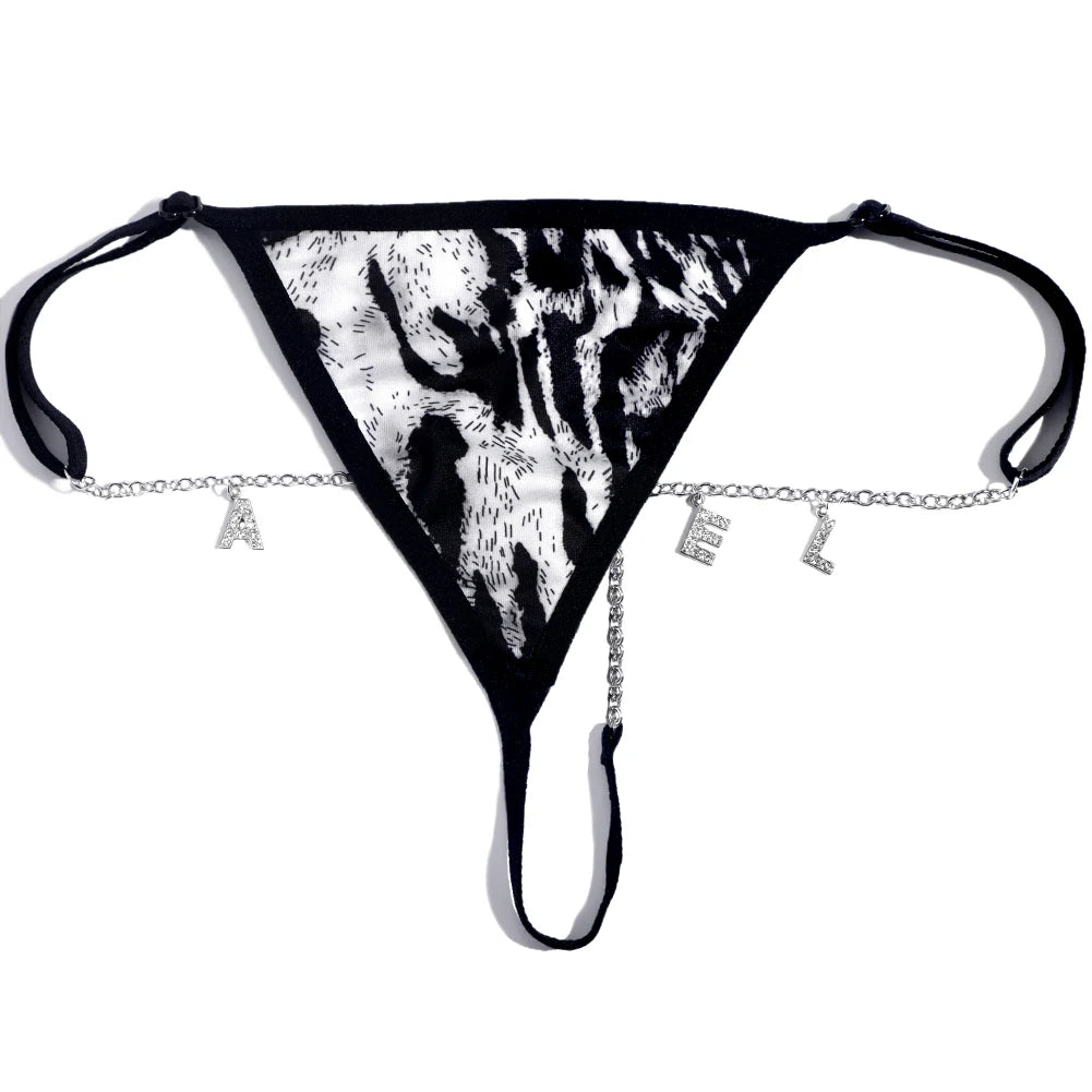 Customize Name Crystal Letters Waist Body Chain for Women Sexy Leopard Underwear Thong Body Jewelry Valentine's Day Gift