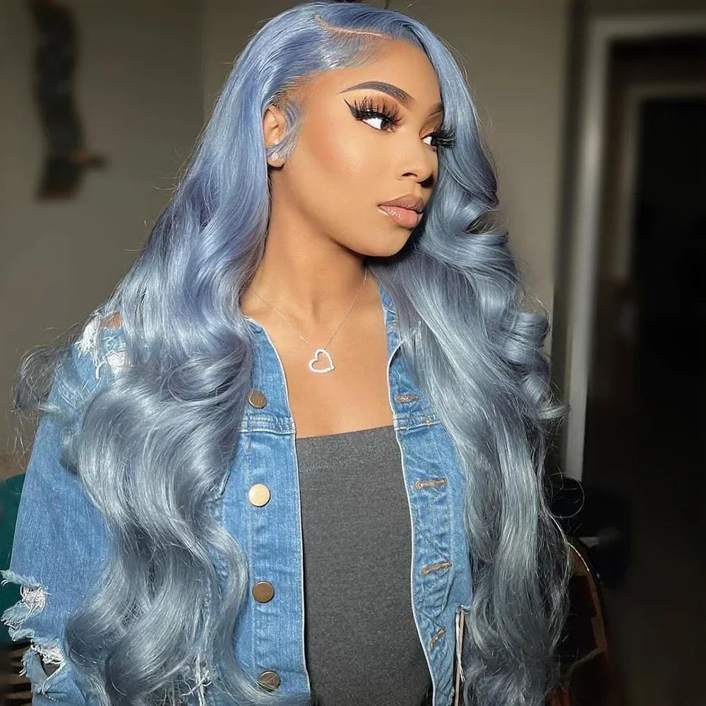 100% Vietnamese Silver Grey Lace Front Wig Human Hair Lace Frontal Wig Body Wave 13x4 HD Lace Platinum Blonde Colored Gray Wigs