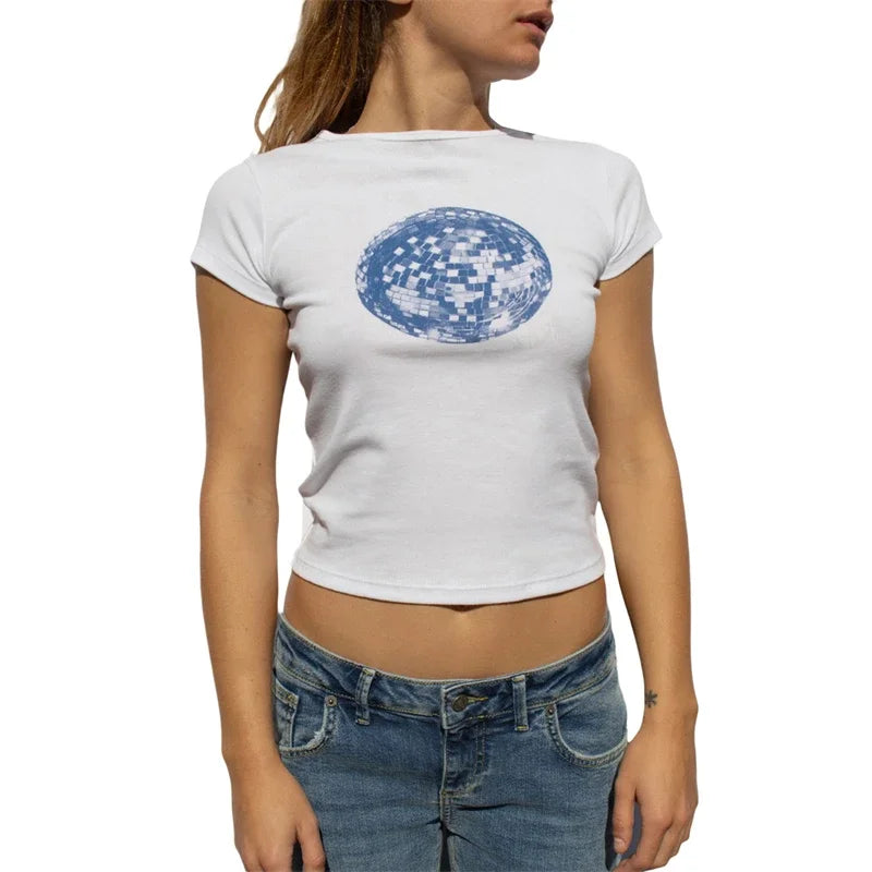 Five-pointed star Print T Shirt ladies Fashion Graphic Shirts Casual Short Sleeved White Tee O-neck Harajuku T-shirts