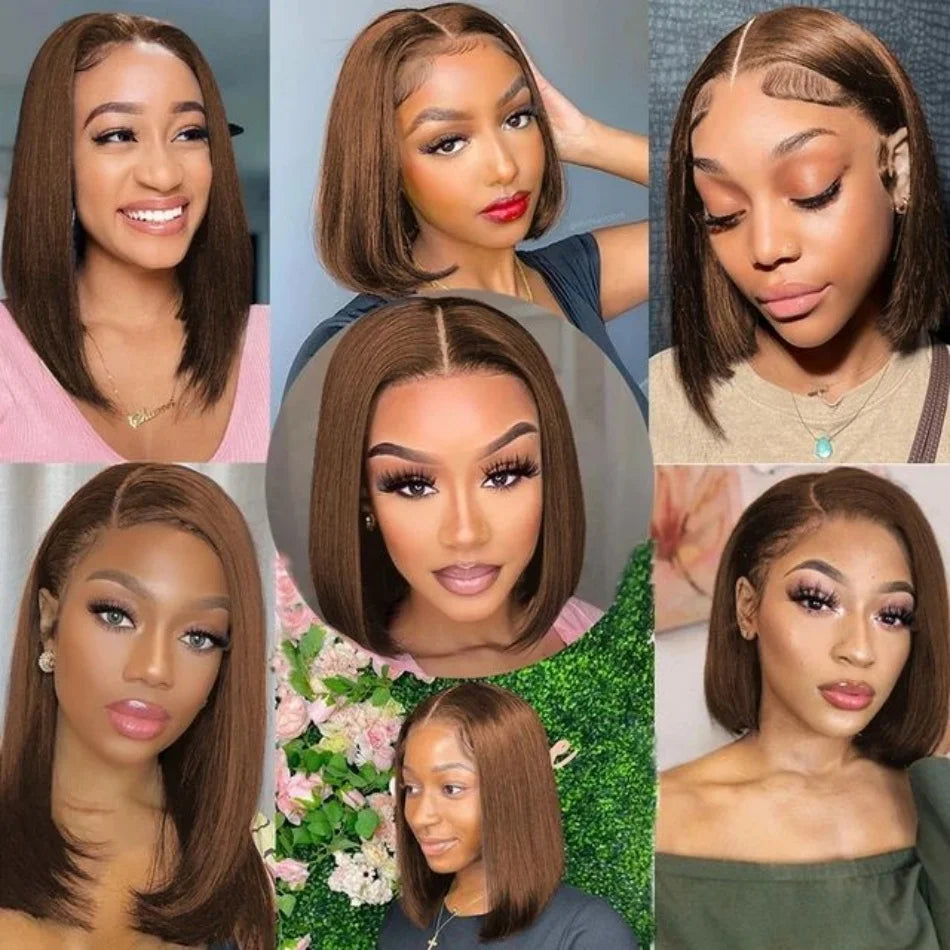 13x4 Nave Blue Bob Wig Colored Lace Front Human Hair Wigs Short Bob Wig Dark Blue Bone Straight Lace Frontal Wig 100% Human Hair