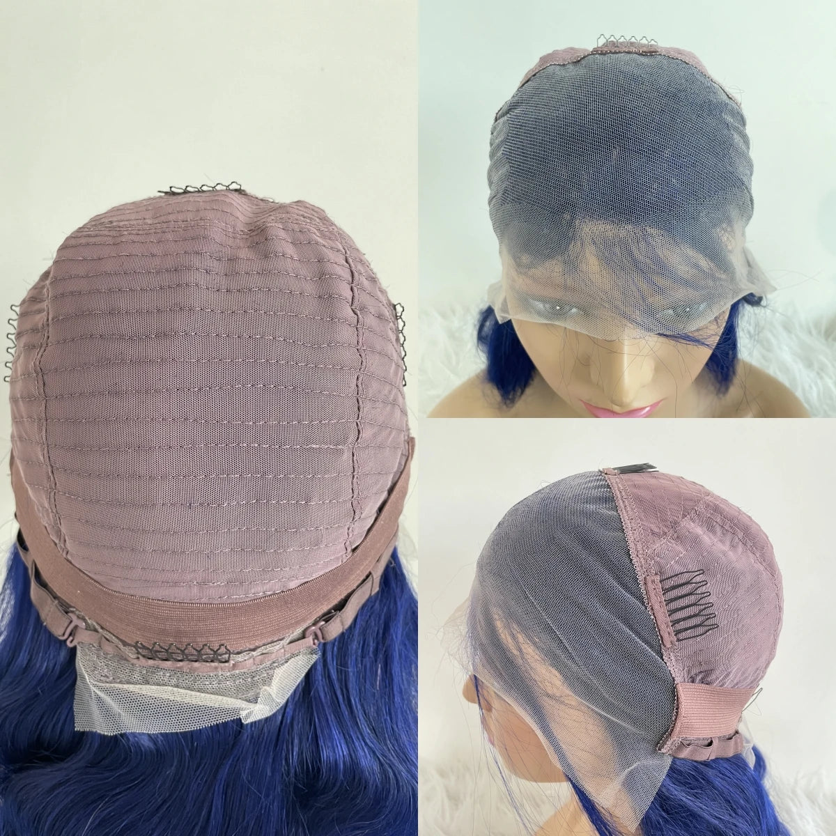 Straight Navy Blue 13x4 Human Hair Lace Frontal Wigs Blue Transparent Lace Front Wigs For Women Brazilian Pre Plucked Hair Wigs