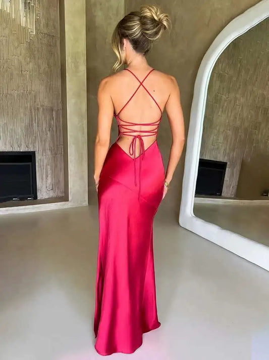 Townlike Elegant Maxi Long Slim Bodycon Dress Women Spaghetti Strap 2024 Sping Summer Dress Split Nightclub Sexy Party Dresses