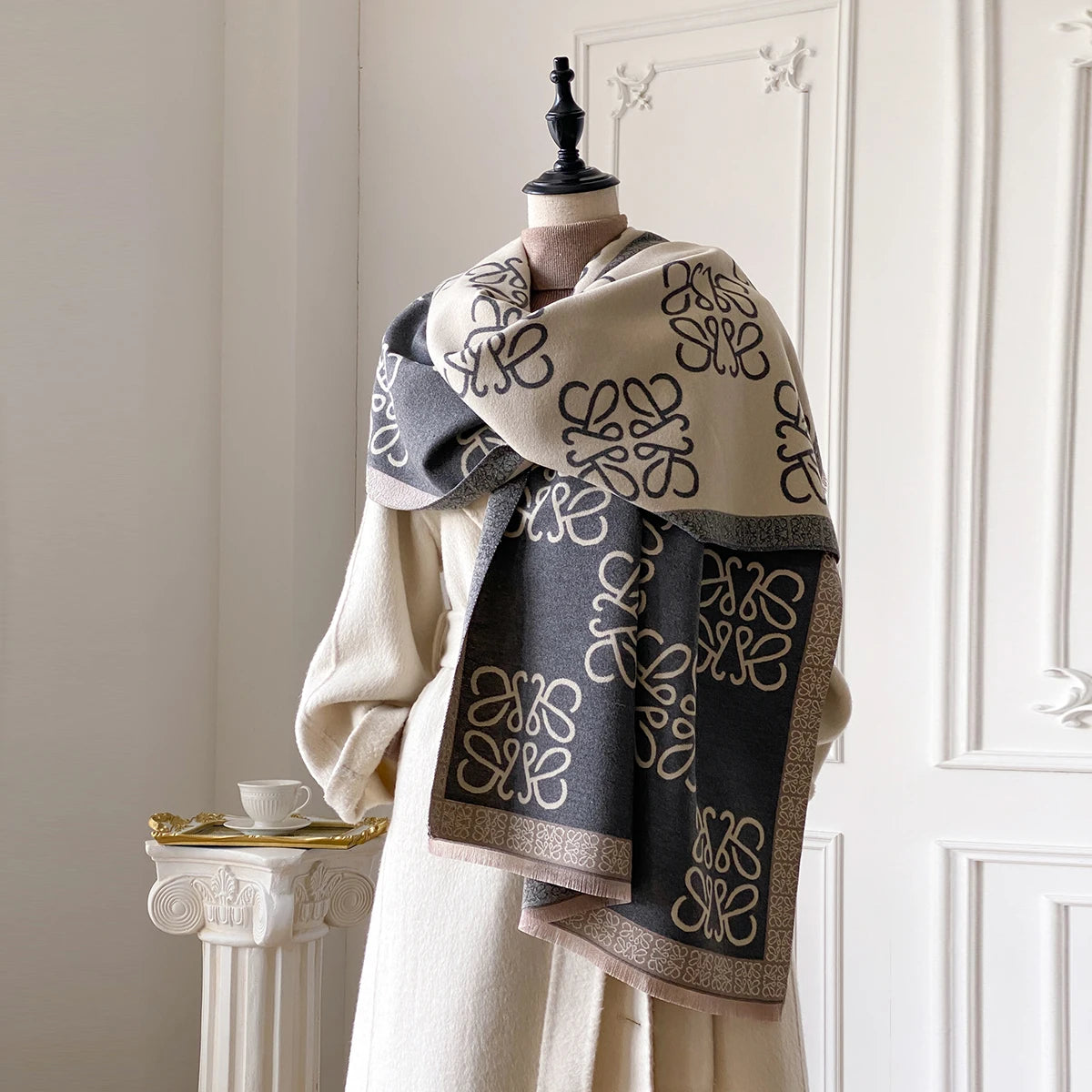 2025 New Women's Scarf Warm Scarf Shawl Simple Imitation Cashmere Scarf Thick Shawl Jacquard Fashion Autumn and Winter