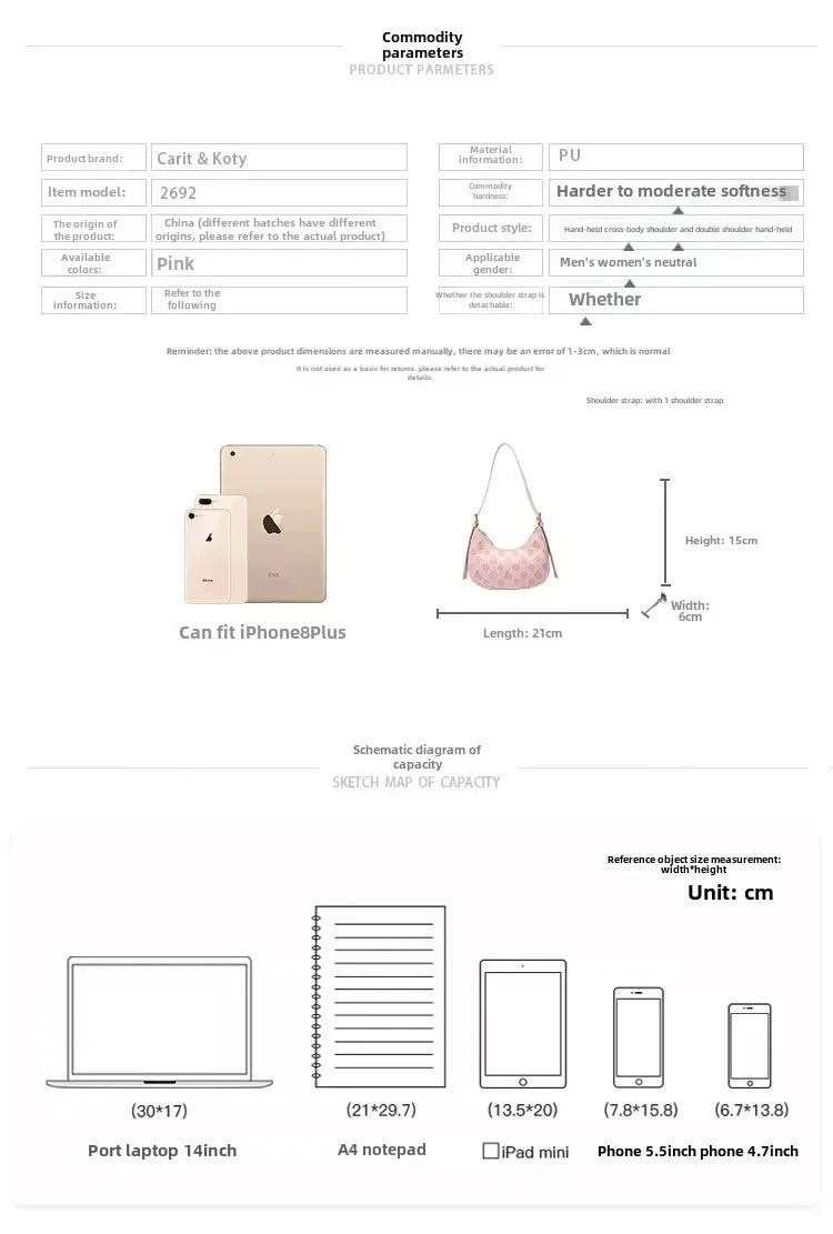 Trendy Pink Underarm Bag 2025 - Summer Women's Shoulder Bag, Cute Lawson Commuter Purse with Top Handle