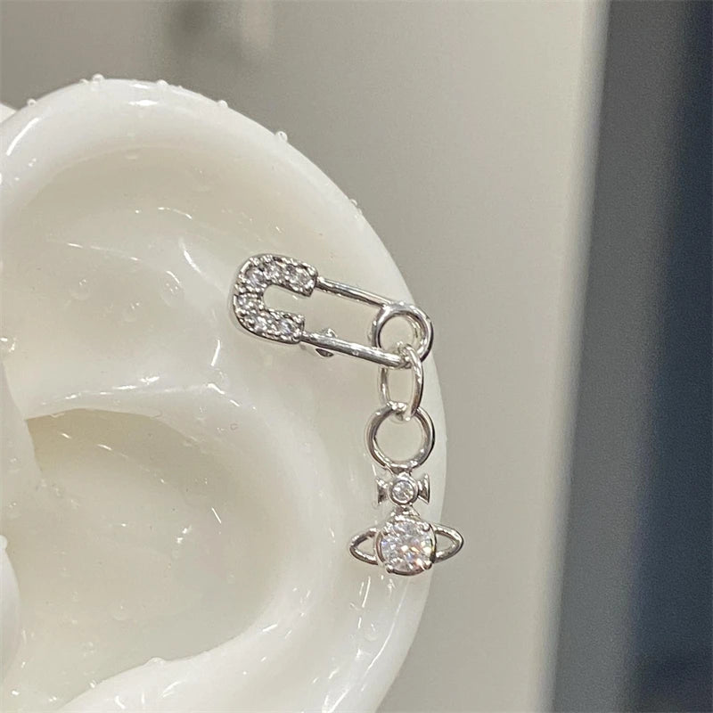 1 PCS New Fashion Cute Pink Zircon Crystal Ear Bone Nail 316L Medical Titanium Steel Earrings for Women Y2K Punk Jewelry