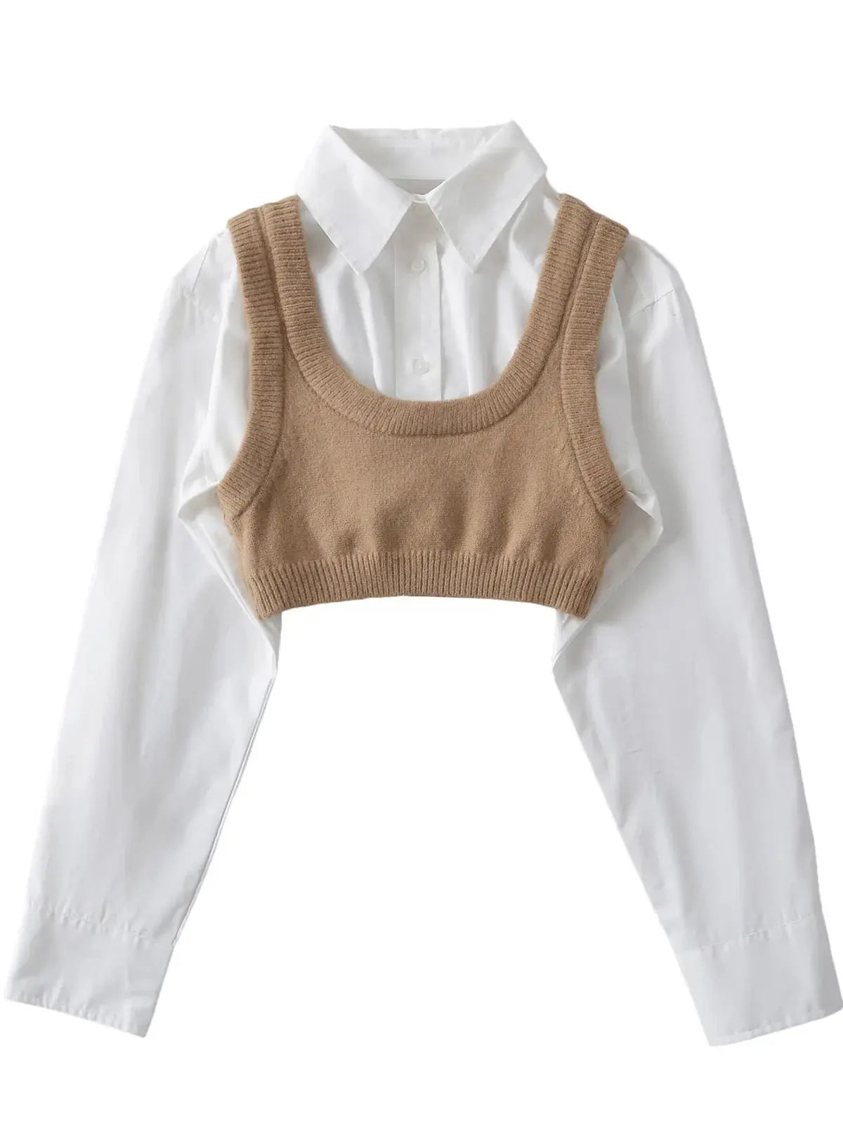 Weird Puss Lapel Single Breasted Vest Shirt Women 2024 Trend Knitted 2 Piece Set Matching Wild Hipster Streetwear Summer Tops