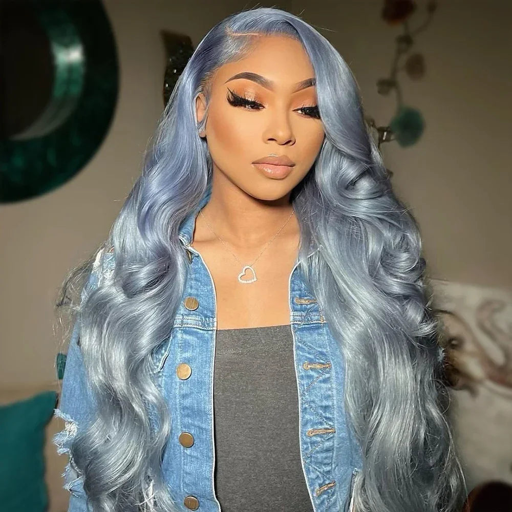 100% Vietnamese Silver Grey Lace Front Wig Human Hair Lace Frontal Wig Body Wave 13x4 HD Lace Platinum Blonde Colored Gray Wigs