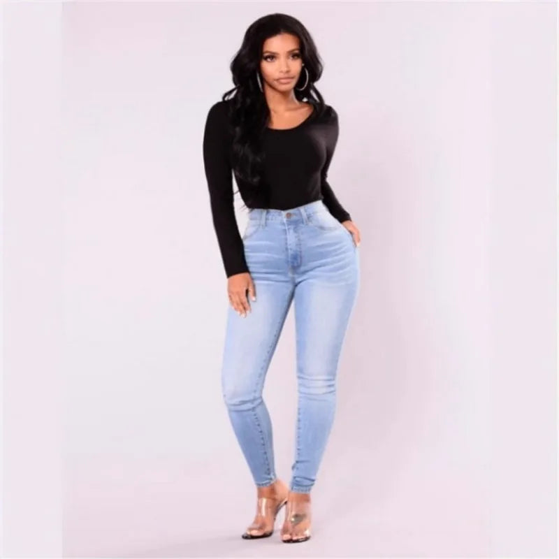 Sexy Jeans Women Denim Skinny Pants High Waist Stretch Lady Jeans Push Up Leggings Slim Pockets Button Pencil Jeans Women Pants