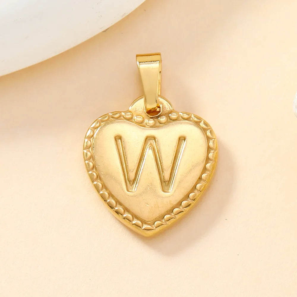 316L Stainless Steel Initial Necklace Letter Heart Pendant Chain For Women Name Jewelry Accessories