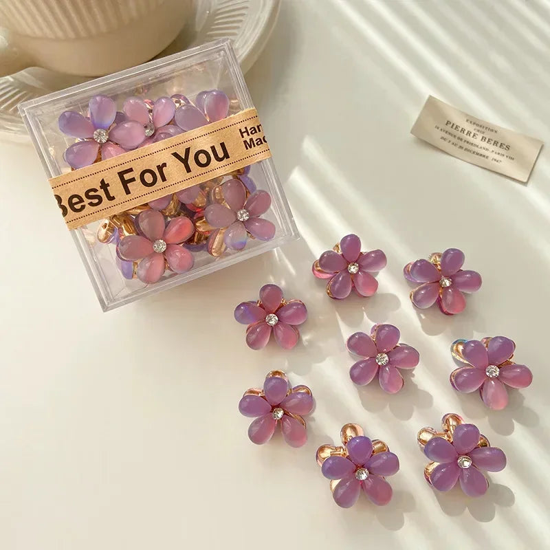 1/10pcs Cute Mini Flower Hairclip Claws Women Girls Colorful Opal Hairpins Sweet Small Barrettes Accessories