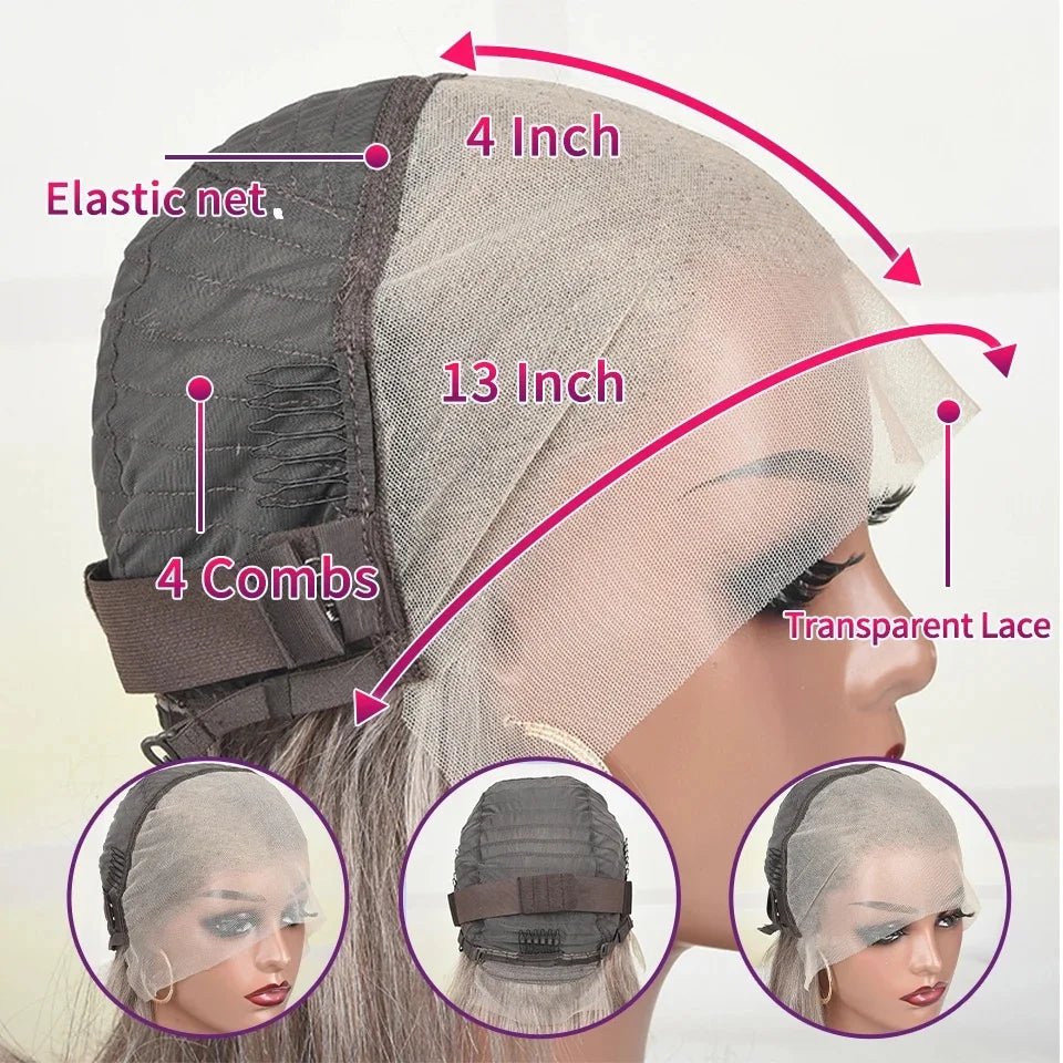 Midnight Blue Short Bob Human Hair Wigs Transparent 13x4 Full Lace Frontal Body Wave Wig Pre Plucked 180 Density Wavy Bob Wig