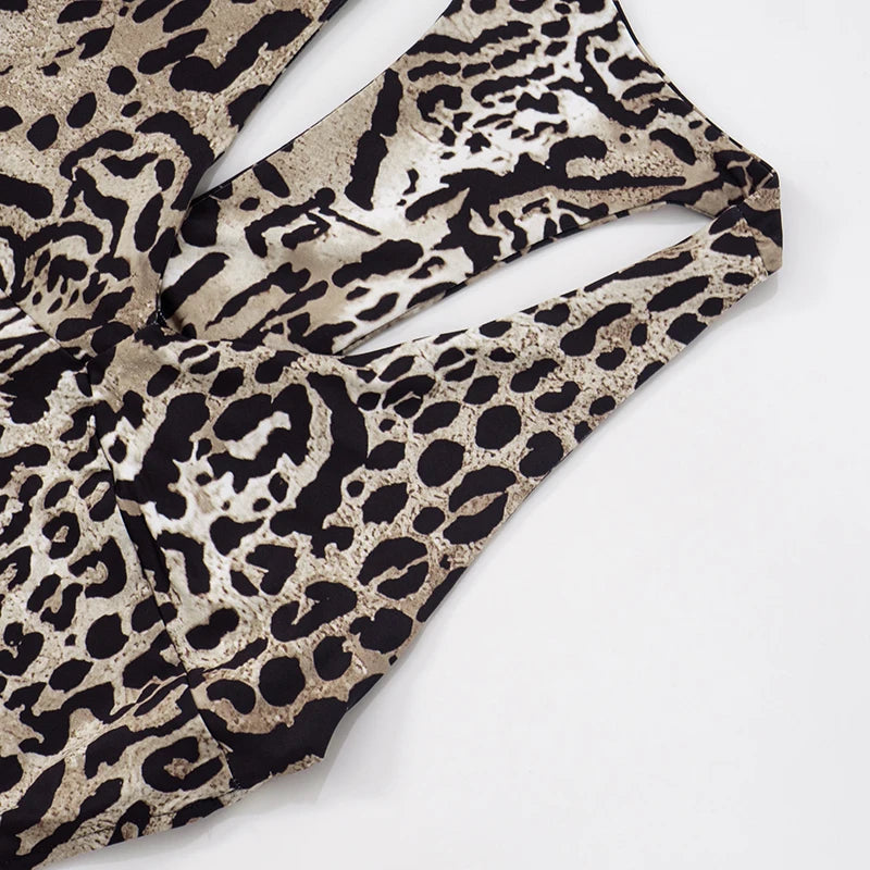 Weird Puss Leopard Print Jumpsuit Women Coquette Summer Trend Midnight Club Activity Sleeveless Fitness Stretch Workout Overalls